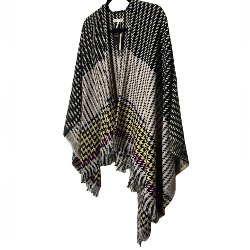 MAJE Emilie Houndstooth Print Cape Shawl Wrap OS - Picture 4 of 7